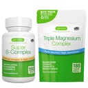 Super B- Complex 180 Tablets + Triple Magnezu Complex 180 Tablets Vegan Bundle, Metylowany Trwały Release B Complex + Wysoka Absorpcja Chelated Magnezu Glicynian, Taurate & Cytrate, przez Igennus