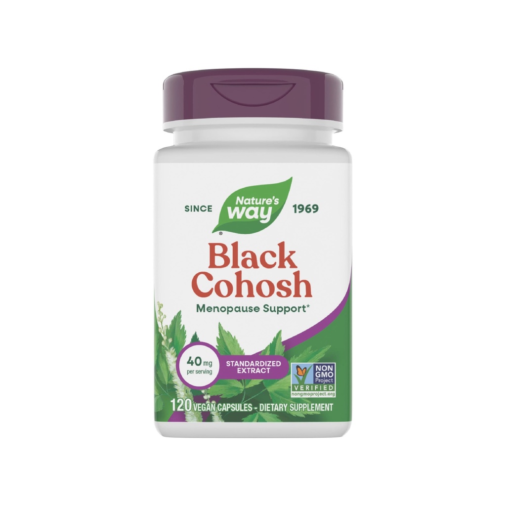 Natural 's Way Premium Black Cohosh, Menopauza Wsparcie dla kobiet *, 40 mg na porcję, 120 Kapsułek wegańskich