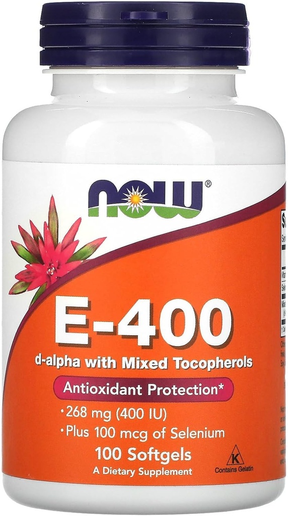 Teraz żywność E- 400 D- Alpha z mieszanymi tokoferolami, 268 mg (400 IU), 100 Softgels