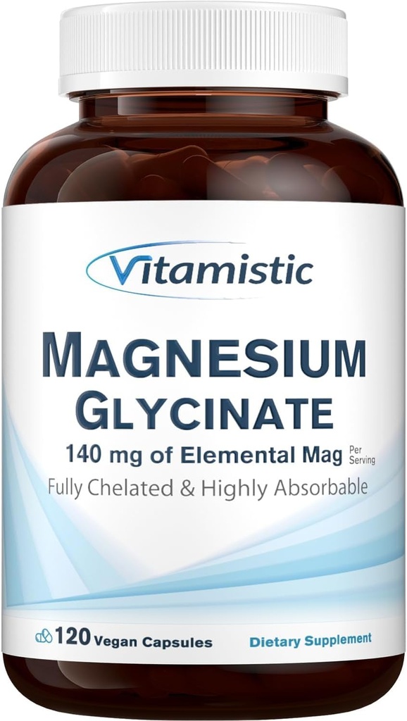 Magnezu Glycinate, Chelated, Wysoko Biodostępny, Pełna odpowiedź i nie buforowane, Delikatne na żołądku, 140 mg Magnezu elementarnego, do snu, kości, Nie GMO, 120 Vegan Czapki