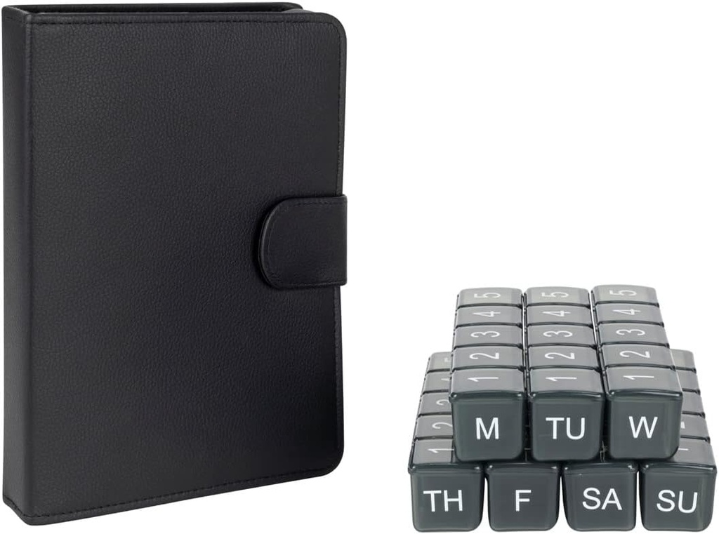 e- Pill 5 razy dziennie x 7 dni w tygodniu duży pill organizer, witaminy i medycyny pill Box - z Discreet Case (czarny)
