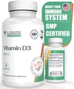 Suplement Witaminy D3 - Witamina D- 5000 IU - Wsparcie Zdrowe Kości, Zęby, Mięśnie, Kardiochirurgia, i Immune Function - Dair-Free, Soy- 60 Kapsułki