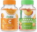 Żywa witamina C 750mg + Panax Ginseng, Gummies Bundle - Great Desting, Suplement witaminy, Gluten Free, GMO Free, Gummy do żucia