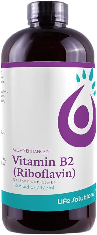 Life Solutions Witamina B2 - Liquid Dietary Supplement with 50mg Riboflavin Per Serving - Wysoce Biodostępny, Farmaceutyczny, Rapid- Sorb Technology for Efficient Nutriant Absorption - 16 fl oz