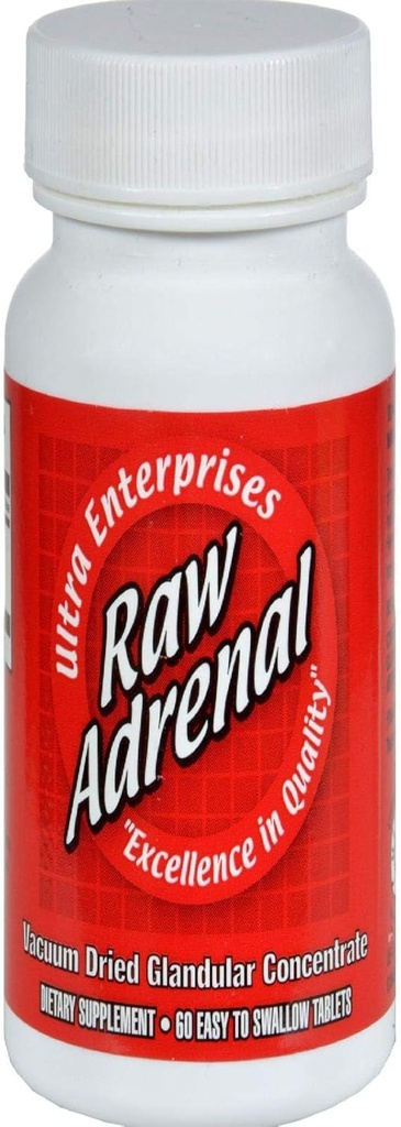 Ultra Glandulars Surowe tabletki nadnerczowe, 200 Mg, 60