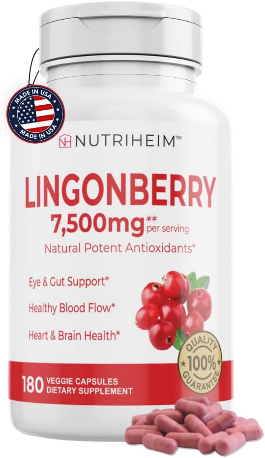 Proszek Lingonberry 7500mg do trakcji moczowej, krążenie krwi, Gut Health, Eye Health, Wsparcie przeciwutleniaczy - Pure 5: 1 Stosunek & 180 Kapsułki wegetariańskie - Non-GMO, Gluten- Free, Vegan- Friendly Supplement