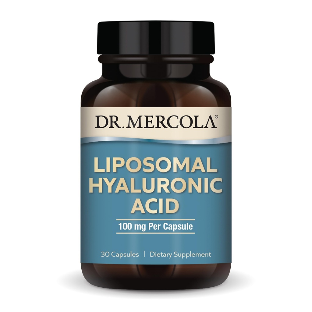 Dr Mercola Liposomal kwas hialuronowy, 30 Servings (30 kapsułek), 100 mg na kapsułki, Suplement diety, Promotes Wygląd skóry, Non-GMO