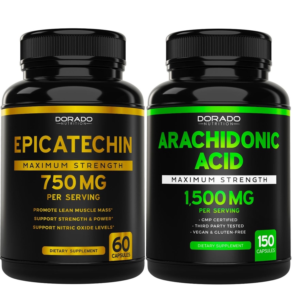 DORADO NUTRITION Epicatechin Extract 750mg Per Serving - (120 kapsułki) i Arachidonic Acid Supplement 1500mg (150 kapsułek)