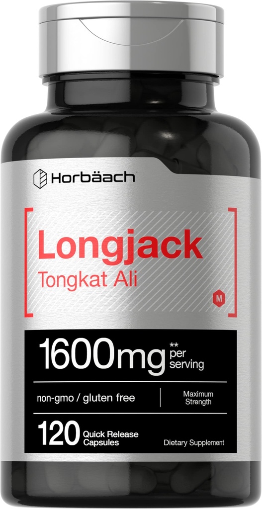 Horbäach Longjack Tongkat Ali dla mężczyzn i kobiet 124; 1600mg 124; 120 kapsułek 124; suplement ekstrakcyjny 124; maksymalne dawki siły 124; Eurycoma Longifolia 124; Non-GMO i Gluten Free