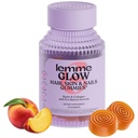 Lemme Glow Kolagen Gummies for Grube Włosy, silne paznokcie i zdrowa skóra z wielokolagenowych peptydów, Biotyna, Minerały śladowe, Cynk, Witaminy A, C & E, Dairy & Gluten Free, Peach Flavor, 60 ct.