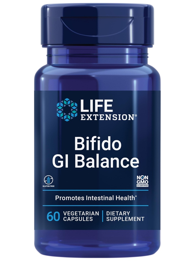 Life Extension Bifido GI Balance, probiotyki, Bifidobacterium longum BB536 ® (2 Billion CFU), Wsparcie zdrowe Gut & Digestive Health, Gluten- Free, Non-GMO, Wegetarianin, 60 Kapsułki