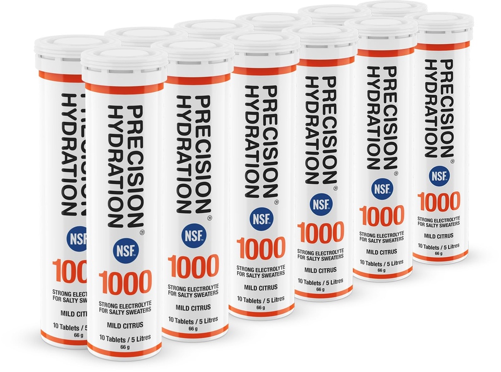 Precision Hydration Electrolyte Tablets - Multi Strength Effervescent Hydration Tablets - Zwalczanie skurczu - Niskie Calorie, Gluten Free, Wegan / Wegetariański Friendly (12 Tubes, 1000mg / L - Orange Tube)
