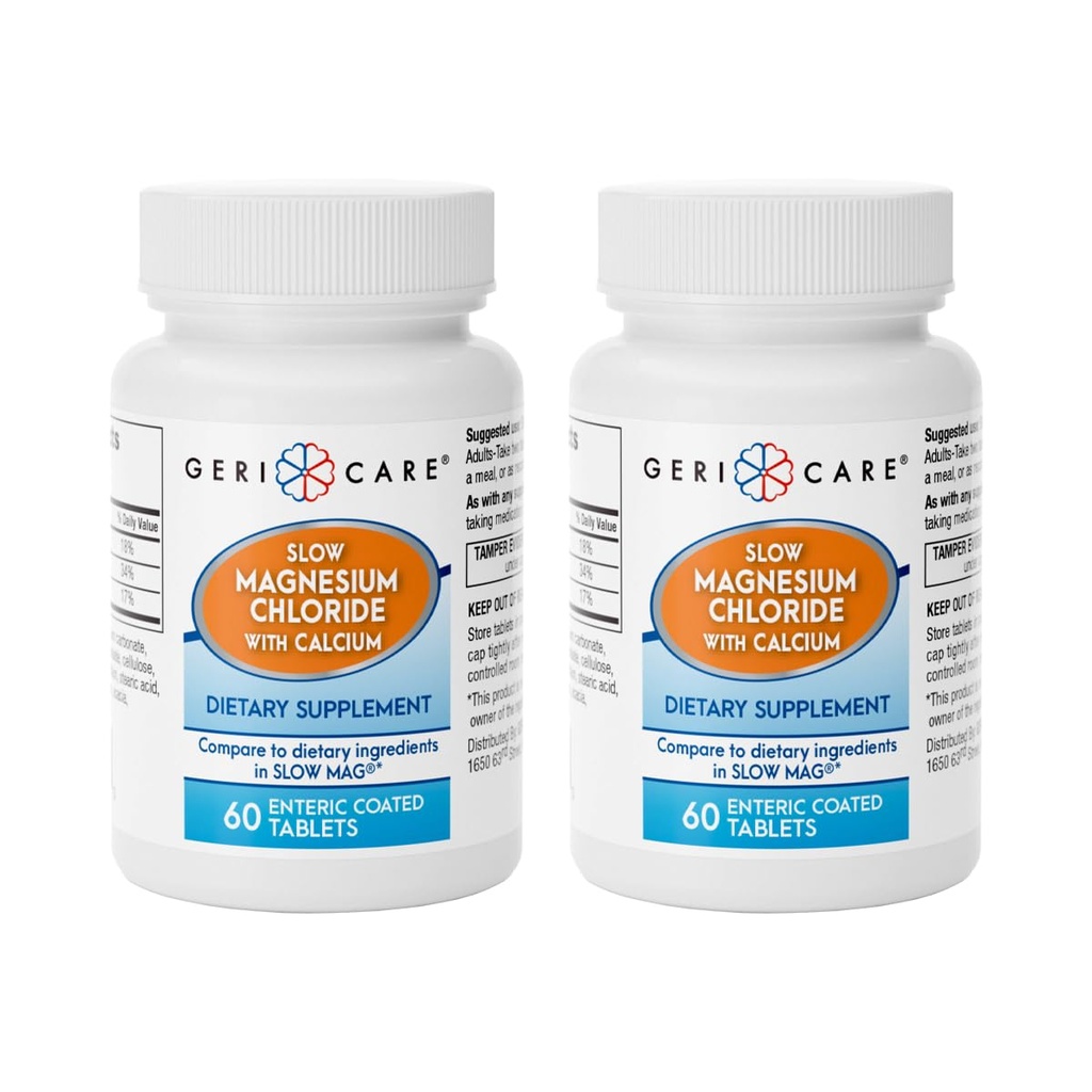 Gericare Slow Magnezu Chlorek 124; Wapnia Tablets by Geri- Care 124; Nutritional Supplement Agregat 124; 60 Liczenie butelek (Opakowanie po 2)