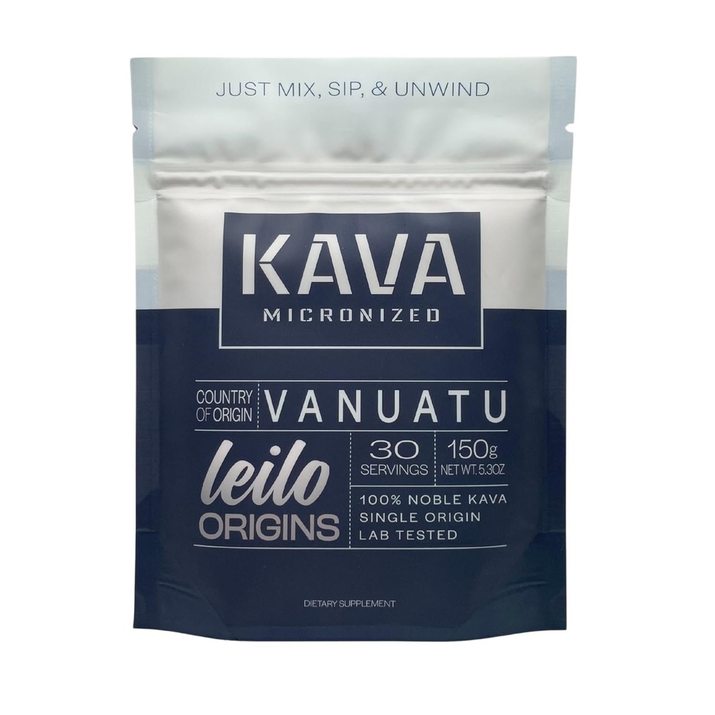 Leilo Instant Mix Mikronizowany proszek Kava 124; z Vanuatu 124; Just Mix & Serve to Support Stress and Promote Relaxation (150 gramów 124; 30 Sług)