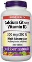 Webber Naturals Wapnia Citrate Witamina D3, 300mg / 200IU Wysoka absorpcja, 350 Tabletki