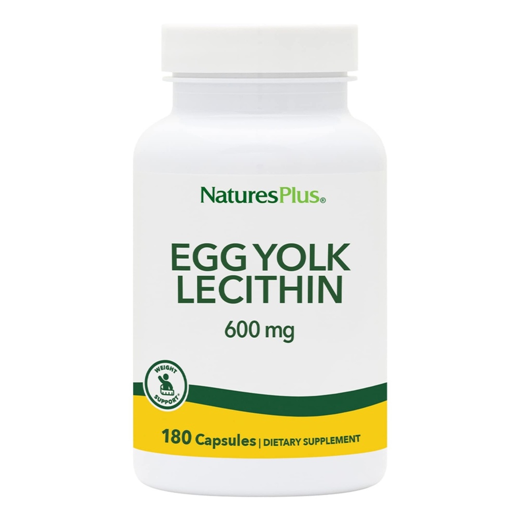 NaturesPlus Egg Yolk Lecytyna - 600 mg, 180 Kapsułek - Soy Free, Gluten Free - 90 Sług