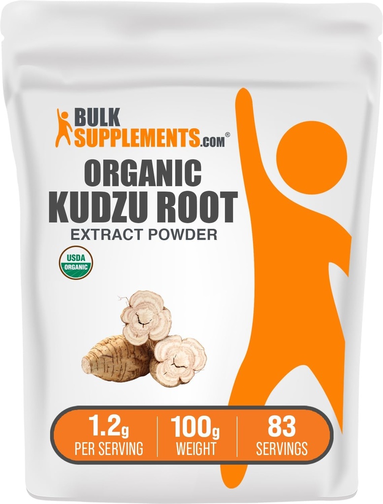 BulkSupplements.com Organic Kudzu Root Extract Powder - Kudzu Root Supplement, Herbal Supplement - Gluten Free, 1,2g per Serving, 100g (3.5 oz) (Opakowanie po 1)