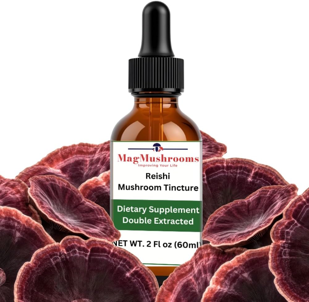 Reishi Tincture, Daily Supplement, Double Extended for High Potency, 2 Fl oz, 60 dawek
