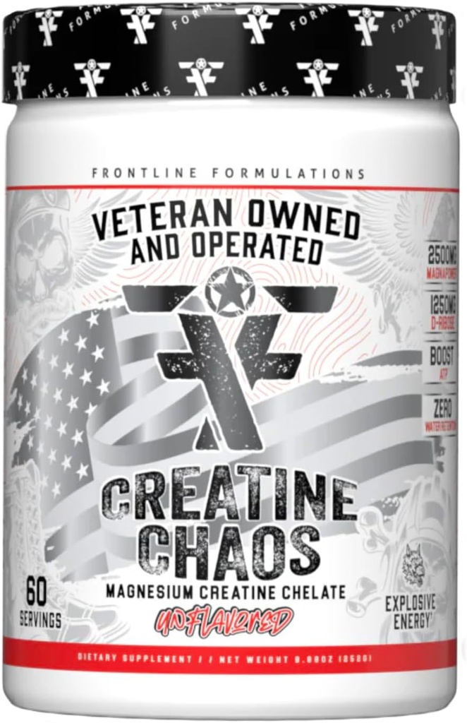 Chaos kreatora, Promotes Lean Muscle Growth, Unflavored, Aids Muscle Recovery, Post- Workout Supplement, Veteren Owned and Operated (60 Służenie, Magnezu Creatine Chelate)