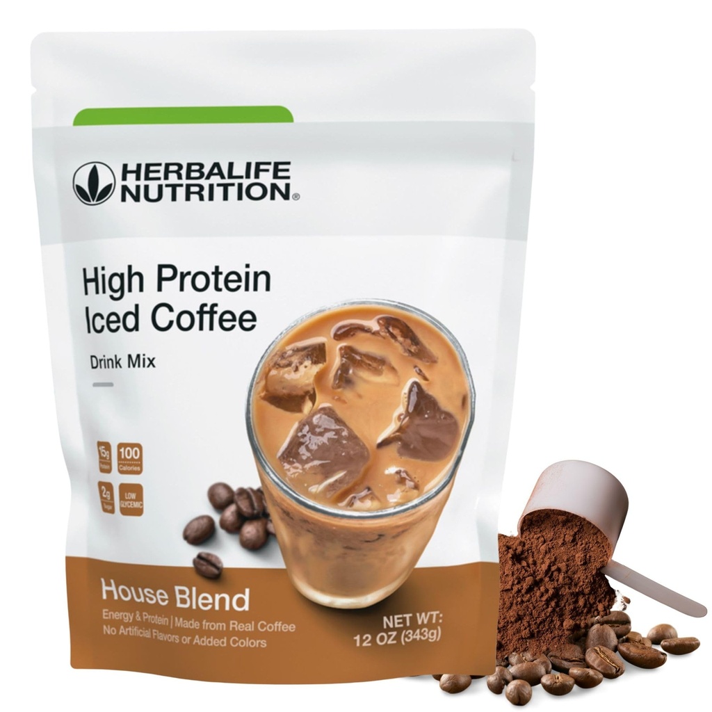 Herbalife HERBALIFE NUTRITION Wysokie białko Napoje mrożone: (Dom Miesza 12 oz 343g) Energia i białko, Made From Real Coffee, 12 uncji