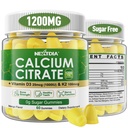 Gummies cytrynian wapnia 1200mg z witaminą D3 K2, suplementy wapnia do żucia dla kobiet i mężczyzn, o dużej mocy wsparcia B0ne, Te * th, Siła & Immune Health, Mango Flavor, Non-GMO, Sugar Free, 120 Cts