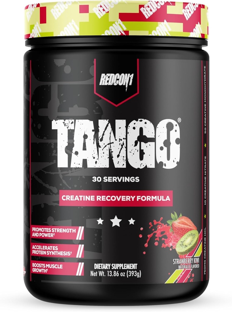 REDCON1 Tango Creatine Powder, Truskawka Kiwi - Cukier wolny + Keto Friendly Creatine Supplement - Betaine Bezwodny dla wytrzymałości mięśni i siły (30 Służenie)