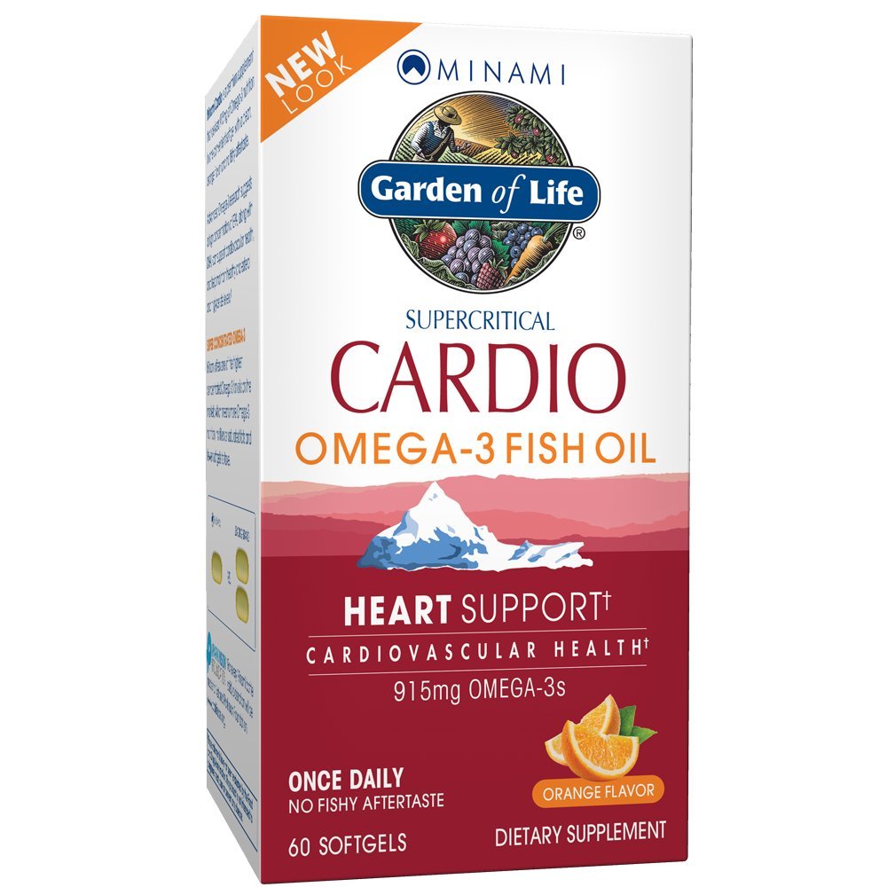 Ogród of Life Fish Oil Omega 3 - Cardio Fish Oil Supplement for Heart Health, 915mg Omega 3 Fatty Acids EPA & DHA - Pomarańczowy Flavor, Dwa miesiące dostaw, Minami Ultimate Supplements, 60 Softgels
