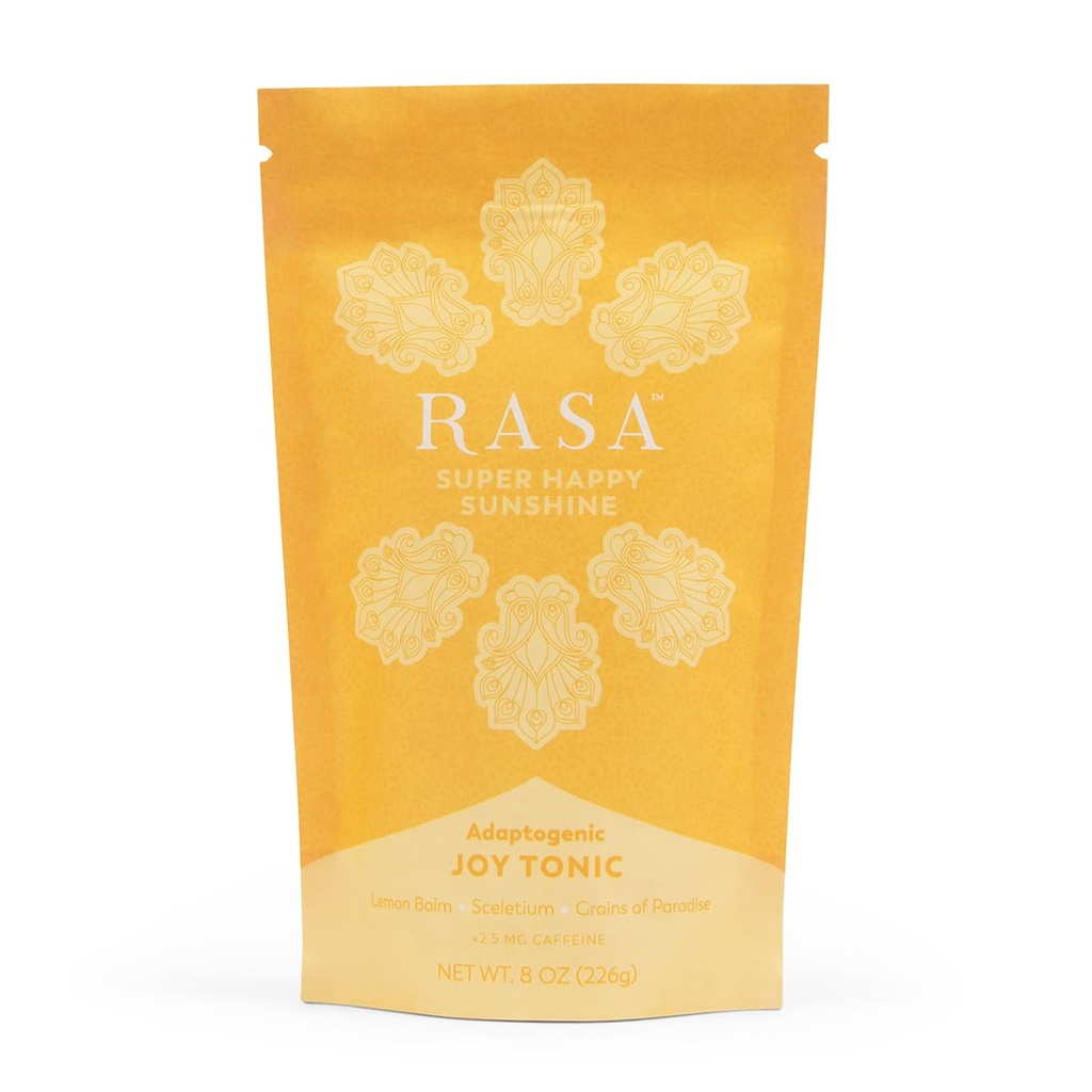 Rasa Super Happy Sunshine - Adaptogenetic Mushroom Mood Booster 124; Herbata cytrynowa Joy Tonic ze Sceletium British 124; Wegan, Keto, Ayurveda Wellness Tonic (8 oz / 30 Służenie)