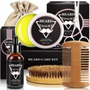 ABUDICS prezenty dla mężczyzn, Beard Kit, Beard Grooming Kit w / Beard Oil Beard Bald Beard Brush Brody nożyce, prezenty dla taty męża jego chłopaka