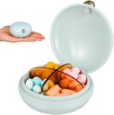 iplusmile Pill Organizator 4 razy dziennie, Cute round Travel Container, Przenośne zdejmowane kombinezony Pill Box Dispenser for Women Workplace Vacation Daily Vitamin Carrier (Niebieski)