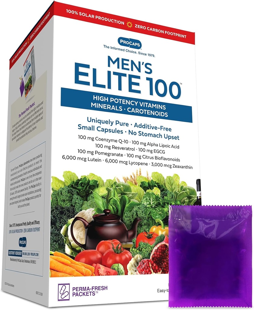 ANDREW LESSMAN Multivitamin- Men 's Elite - 100 30 Pakiety - Pothent Nutrigents Plus 100mg Każdy z koenzym Q10, Kwas lipoinowy alfa, Resveratrol, EGCG, Pomegranat, Citrus Bioflavonoids. Brak dodatków
