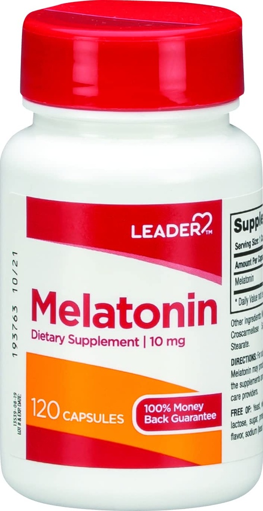 Lider Melatonina 10MG kapsułki 120 Ct. Max Siła Sen Pomoc na bezsenność