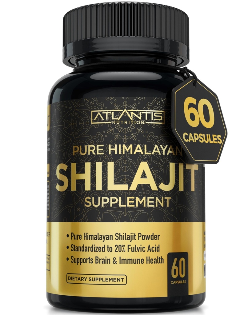 Atlantis Nutrition Himalayan Shilajit kapsułki złożone z 20% kwasu fulvic 124; 10: 1 Ekstrakt dostarczający 10,000 mg D.H.E. D.H.E. 124; USA Made Bird 124; Himalayan Shilajit Suplement dla mężczyzn i kobiet 124; 60 Kapsułki