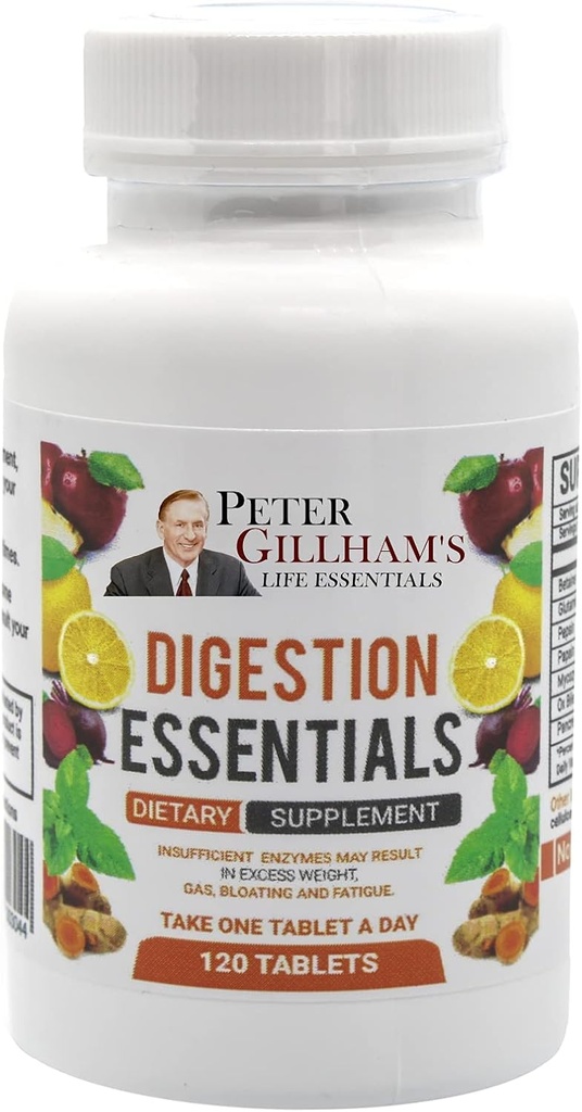 Peter Gillham 's Life Essentials Trawienie Essentials 120 Tablets Digestive Enzymes for Gas, Zaparcia, Zdrowy System. Gluten i Soy Free. Made in USA (Packaging May Vary)