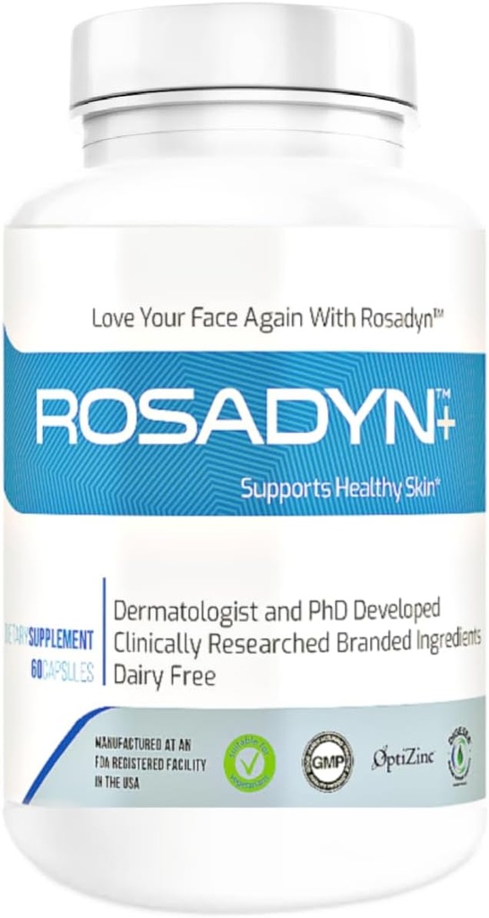 Rosacea Skin Care Supplement for Redness of Face, Eye and Nose Agregable 124; Cele Root Przyczyna objawów