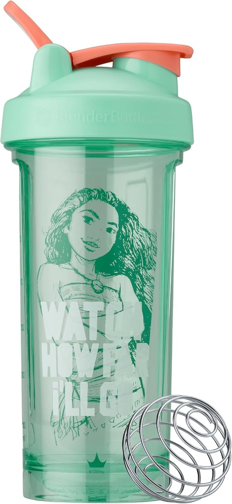 BlenderBottle Disney Princess Shaker Butelka Pro Series, Perfect for Protein Shakes and Pre Workout, 28- unce, Watch How Far I 'll Go, Moana