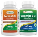 Najlepsze Naturals Oil Kokosowy 1000 mg & Witamina B2 (Riboflavin) 100 mg