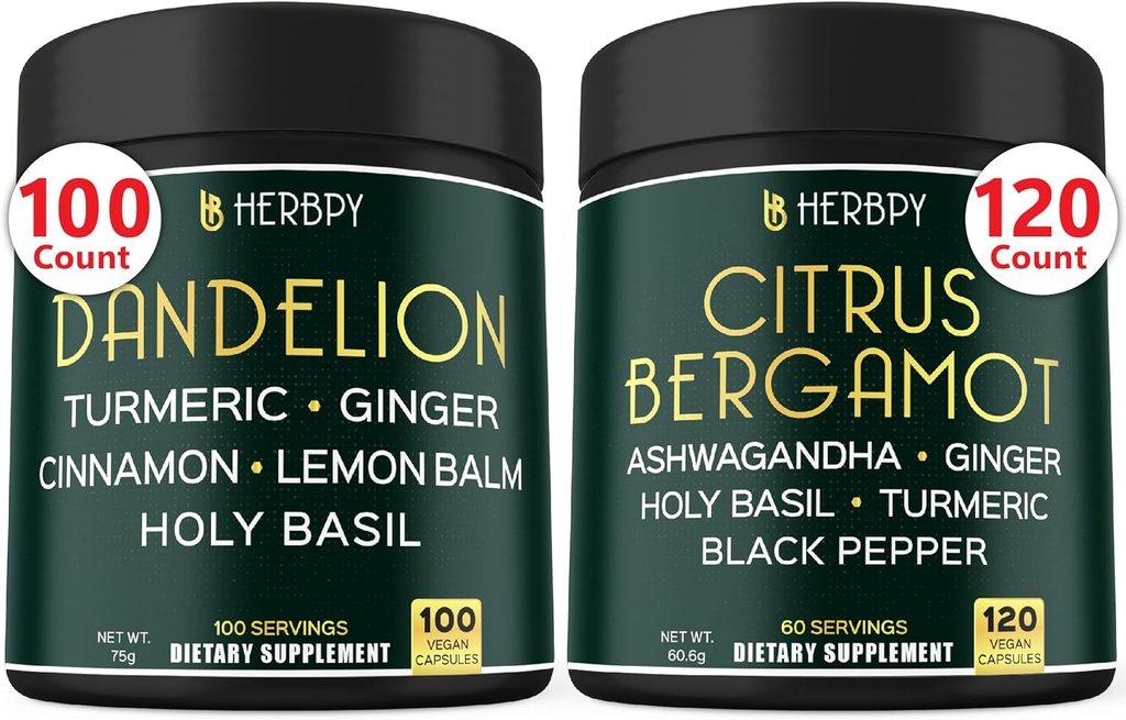Paleta 6in1 Suplement Dandelion & 6in1 Suplement Citrus Bergamot - Relaks wsparcia, Serce, Trawienie zdrowia i immunologiczne