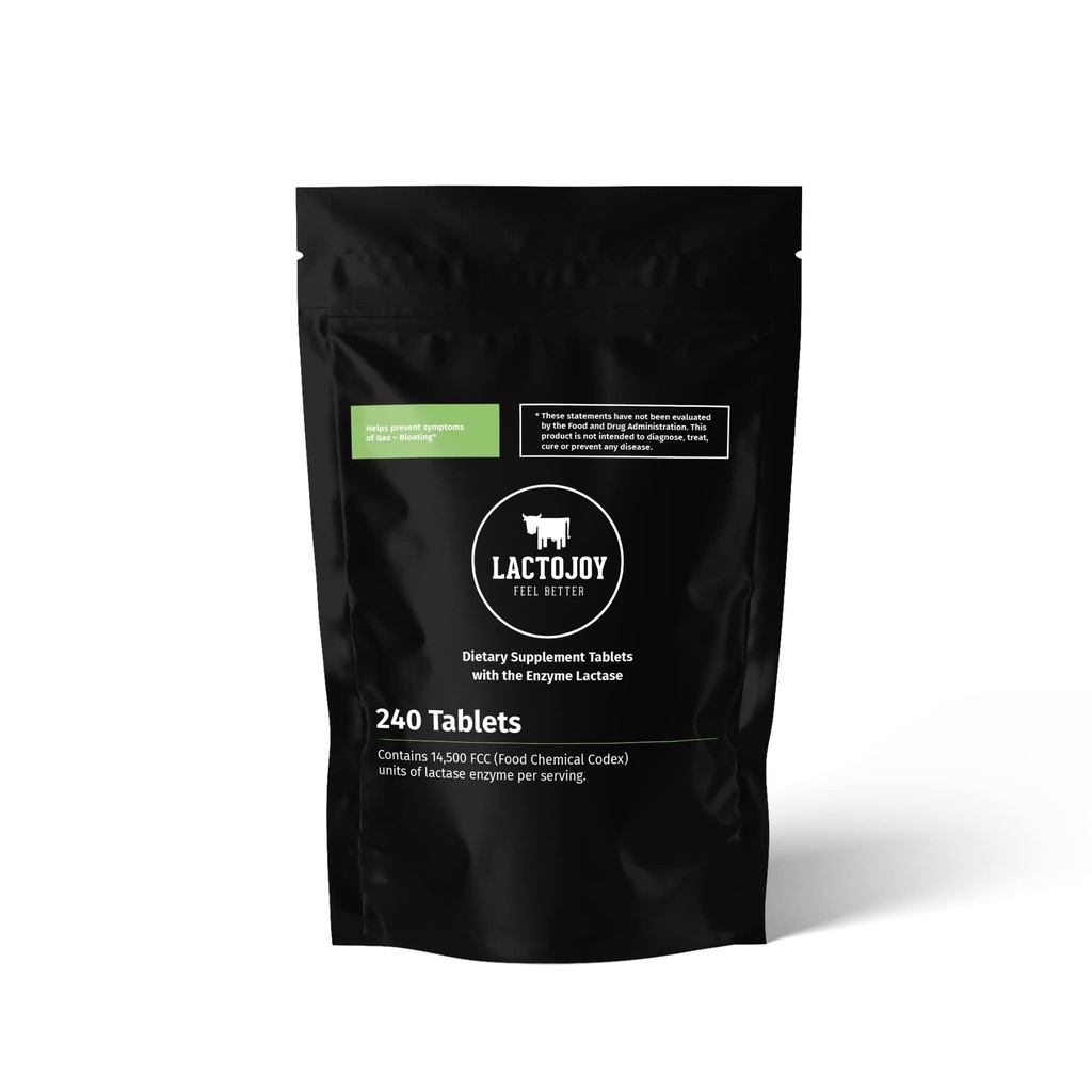 LaktoJoy Lactase Pills 14.500 FCC I 240 Kawałki Refill Pakiet I Potężne enzymy laktazy dla nietolerancji laktozy I Ultra Czysta Lactaza dla Ulepszenia Spożywania I 100% Vegan