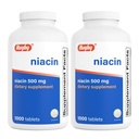 Rugby Niacin 500mg - Suplement witaminy B3 dla mężczyzn i kobiet - 1000 tabletek (2- Pack)