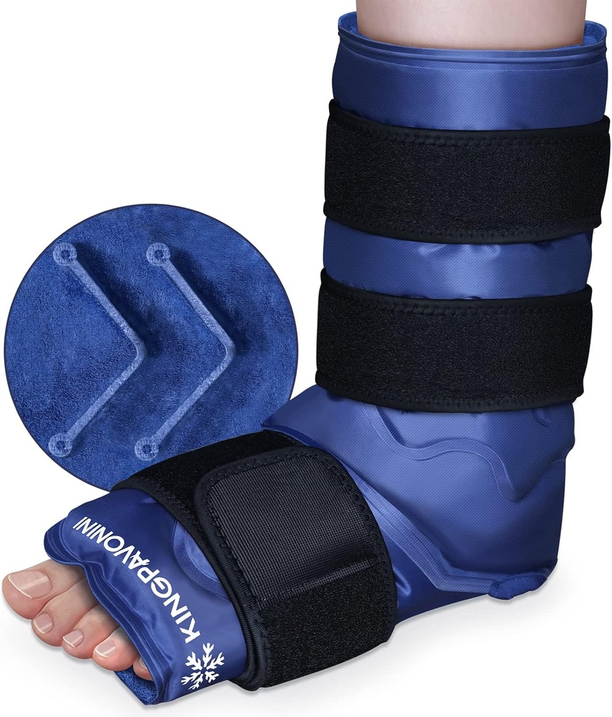 XXL Zawijarki do lodu stopy dla kontuzji stóp, Zawijarki do lodu w pełnym pokrywie, Pakiety żelowe na lód wielokrotnego użytku dla Plantar Fascilitis, Achilles Tendonitis, Zawijane kostki i obcasy, Urazy włókniste, Niebieski