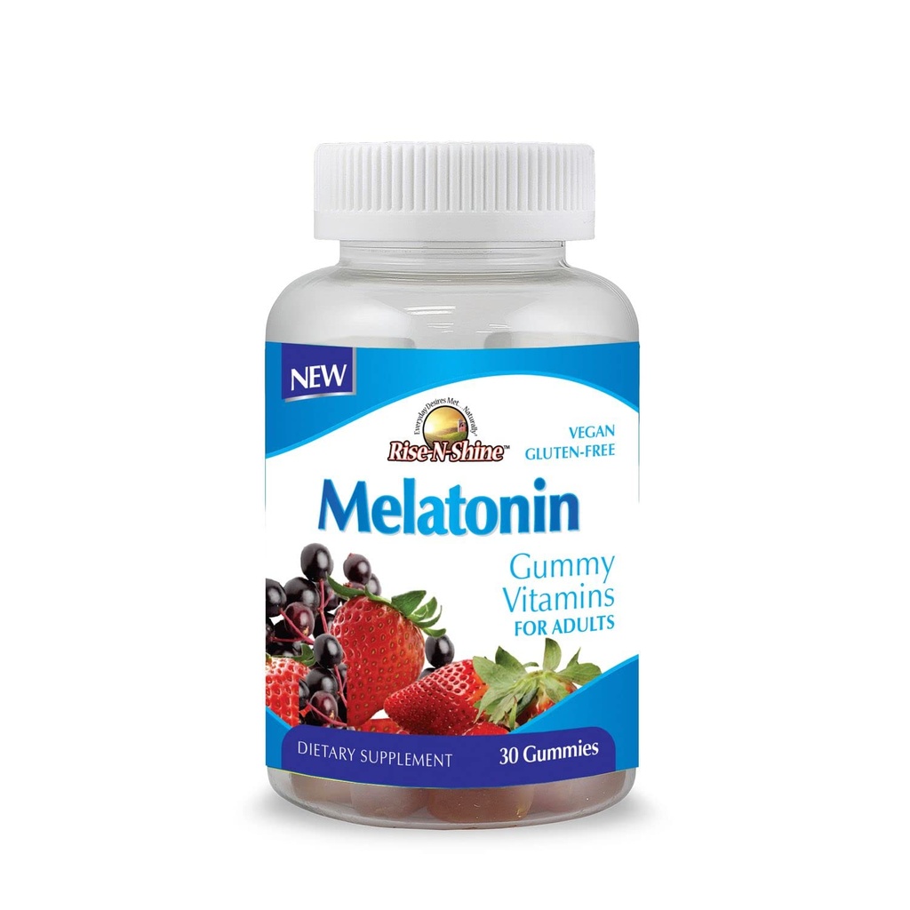 Rise- N- Shine Melatonina Dorośli Gumiaki 5 mg Melatoniny na gumę Podawanie 30 Hrabia