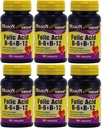 Mason Witaminy Kwas foliowy B- 6 & B12 Heart Health Formuła 90 Tabletki na butelkę Opakowanie 6 Razem 540 Tabletki
