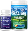 Nature 's Perfect Night Melatonin 5 mg Szybkie rozpuszczanie mieszanych Berry 200 Licz z Serenity Magnezu Proszek 15 oz Lemon Malina