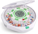 Live Fine 28- Day Automatyczny dozownik Pill Frosted Lid z uaktualnionym wyświetlaczem LCD i Key Lock, Dźwięk i Światło dla wymagań, Medykacja, Witaminy, Suplementy i więcej