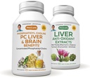 ANDREW LESSMAN PC Liver and Brain Benefits + Liver Anti- Oxidant Extracts Kit: 300 Kapsułki (180 + 120) - Cholina fosfatydylowa, Ostrze Mleczne, Karczoch, Kurkumina.