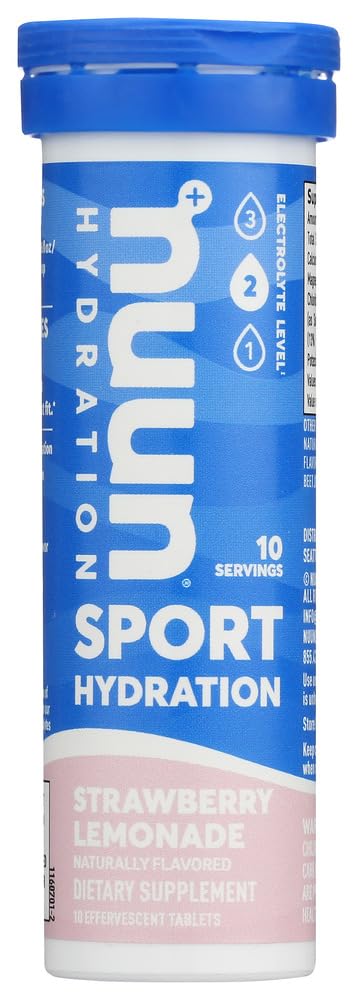 Nuun Hydration: Lemoniada truskawkowa Tabletki nasączone elektrolitem (2 tuby po 10 tabletek)