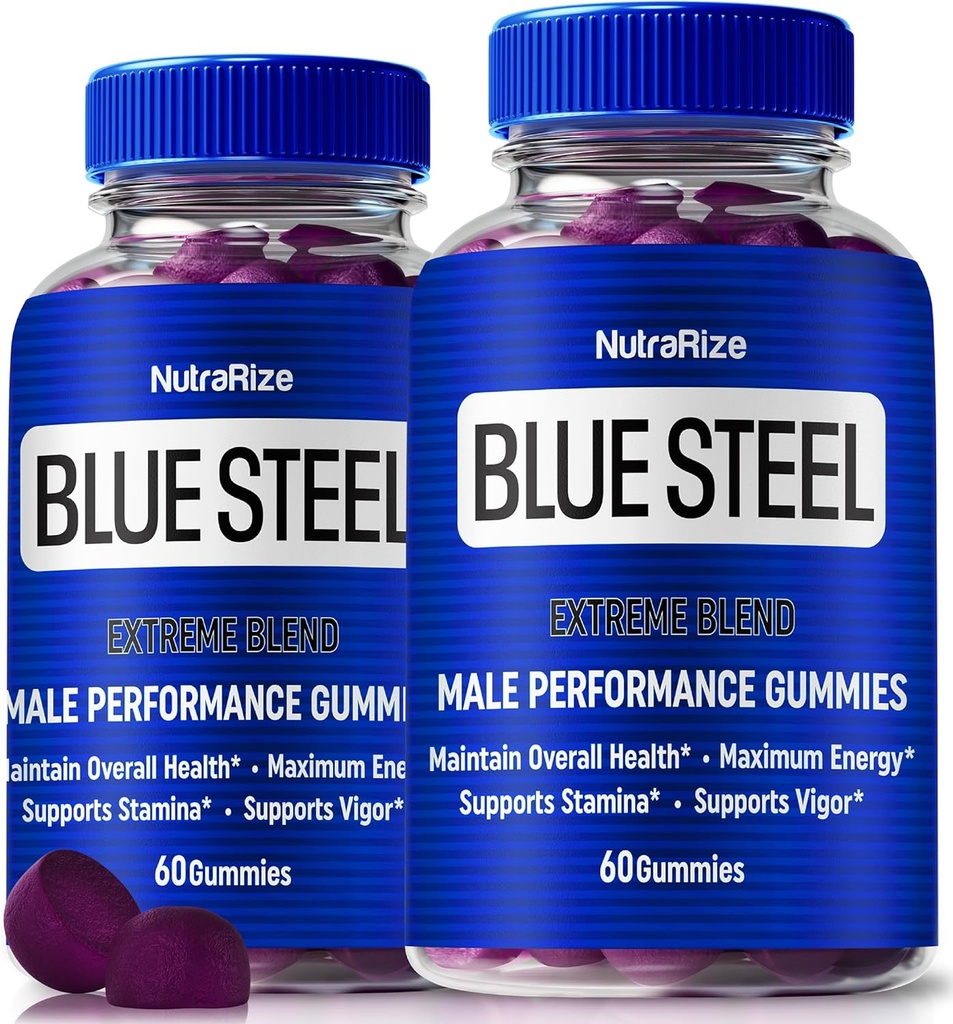 (2 Pack) Blue Steel Gummies for Men, Daily Nutrition to Boost Confidence and Total Health, All Natural Supplement to Support Peak Performance, Official Mężczyzna Gummy, BlueSteel Recenzje (120 Gummies)