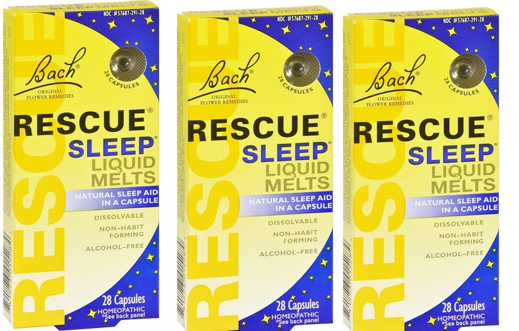 Bach Rescue Sleep Liquid Melts, rozpuszczalne kapsułki 28 ea (Opakowanie po 3)