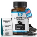 Aktywowane Kapsułki Węgla 1200 MG, 60 Czapki Veg, 30- Days Premium Detox & Digestive Support, Gaz & Bloating Relief, Organic Coconut Shell Charcoal, Gut Health, USA Made.